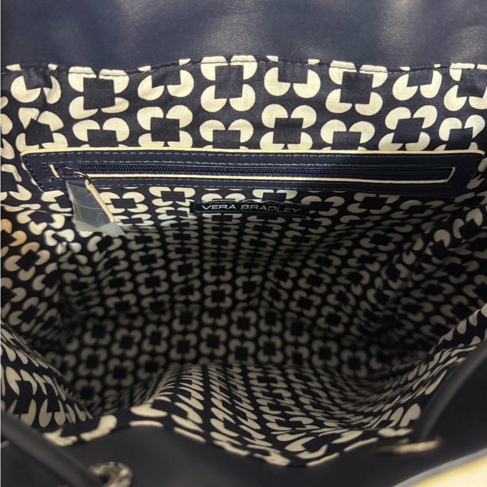 NWOT Vera Bradley Navy Blue Leather Backpack - Picture 4 of 5